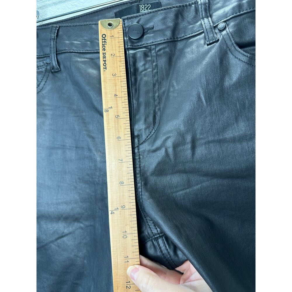 1822 Denim Black Shimmer Leatherette Skinny Pant 30 P / 10 P - Picture 15 of 16